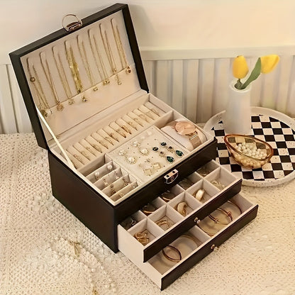 LuxeVault – Schmuckbox aus Leder mit mehreren Schubladen