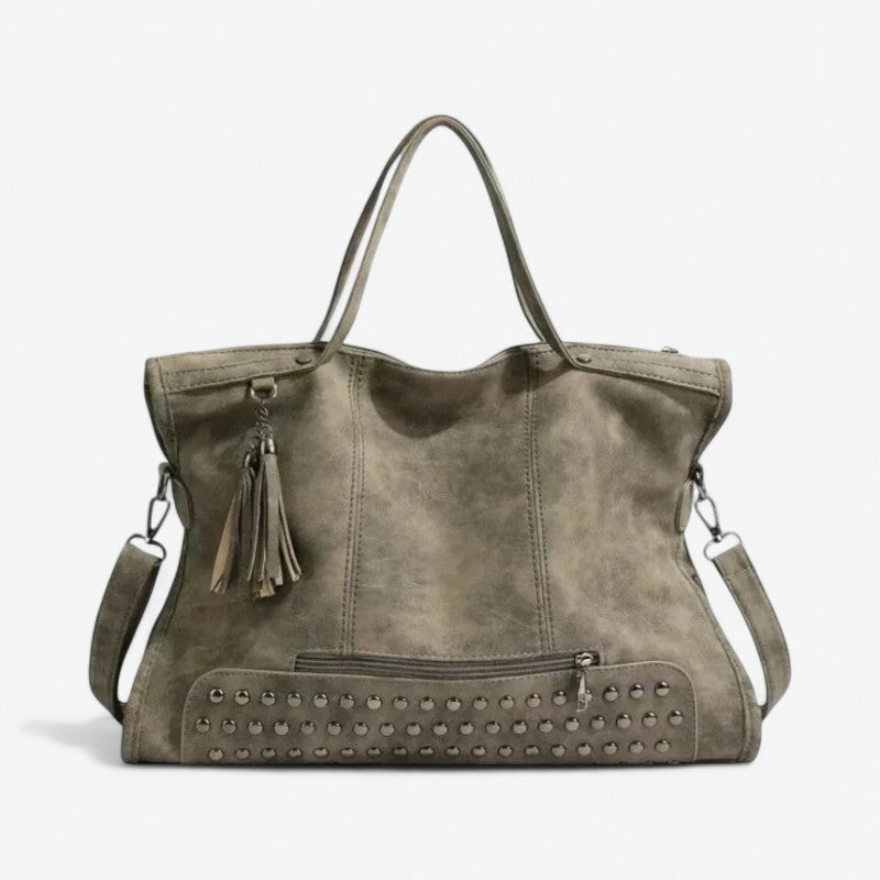 Isabelle – Große Schultertasche mit Nieten und verstellbarem Riemen