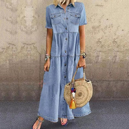 Saphira – Jeans-Midikleid mit Rüschen